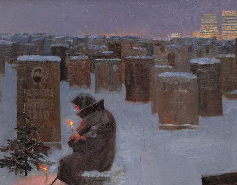 Самая грустная картина о празднике: кого изобразил Сергей Андрияка на картине «Новогодняя ночь»