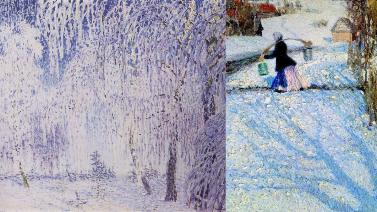 Слева — «Иней», 1904. Справа — «Мартовский снег», 1904. Фото: artchive 