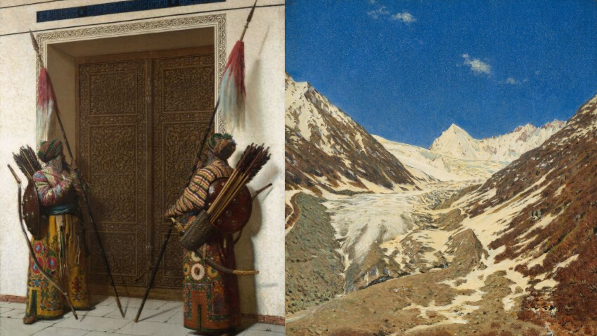 Слева – «Двери Тимура (Тамерлана)», 1872. Справа – «Ледник по дороге из Кашмира в Ладак», 1875. Фото: сайт Третьяковской галереи