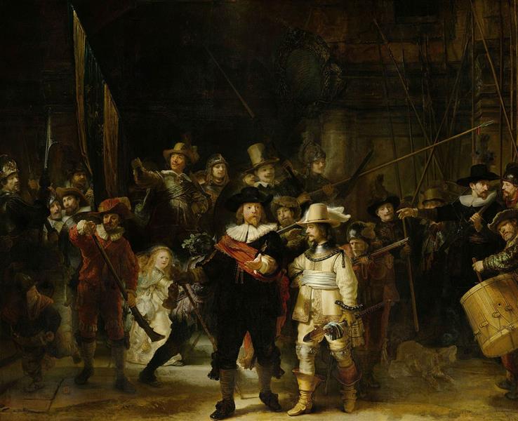 Барокко в живописи: «Ночной дозор» (1642). Амстердамский исторический музей, Рейксмюсеум, Амстердам, Нидерланды