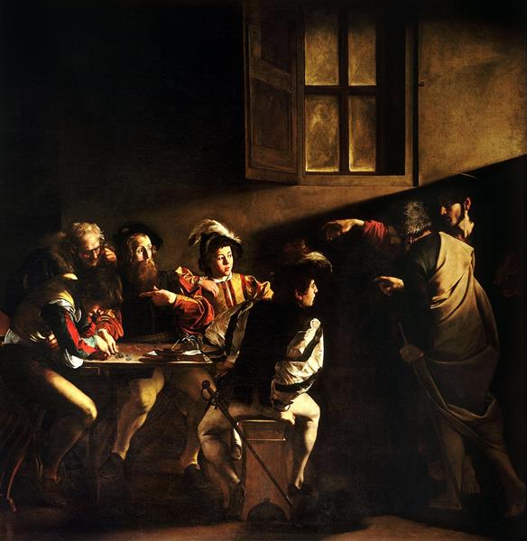 Барокко в живописи: «Призвание апостола Матфея» (1600). San Luigi dei Francesi, Rome, Italy